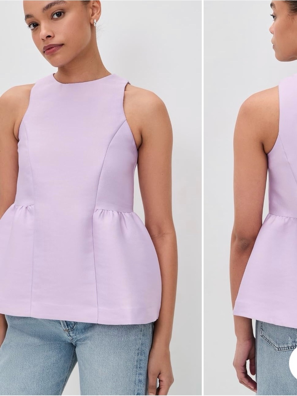 ALIGNE Sleeveless Peplum Top in Light Lavender SIZE 18